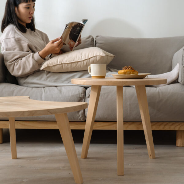 原木哲學鐵杉彎月滿月茶几桌-25 【接單訂製】滿月茶几