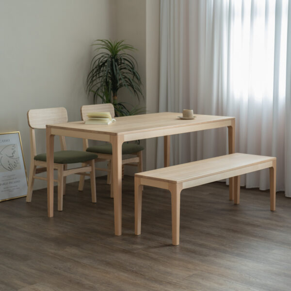 淺圓米_綠經典餐椅-42 【接單訂製】原木經典長凳